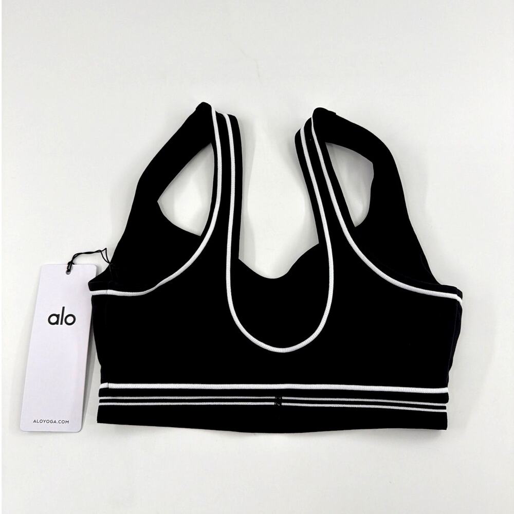 Alo Yoga Black White Airbrush Heart Throb Bra Size XXS - Picture 6 of 9
